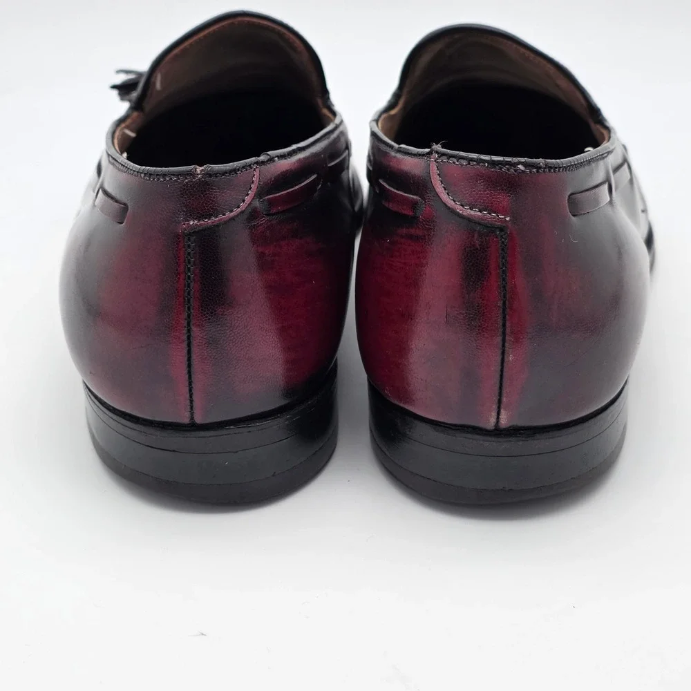 Johnston & Murphy Heritage Vintage Tassel Loafers Mens 9.5 C Oxblood Leather USA